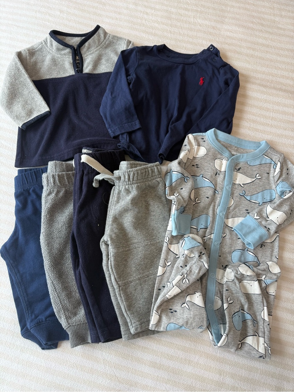 Ralph Lauren Navy & Grey Baby Clothing Set with Whale Print